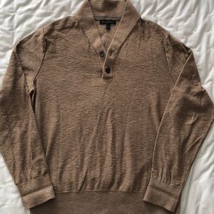 Cotton shawl collar button sweater